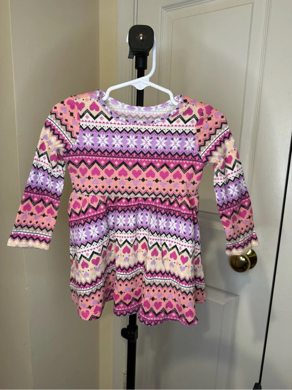 The Children's Place Pink & Purple Fair Isle Knit Dress Top